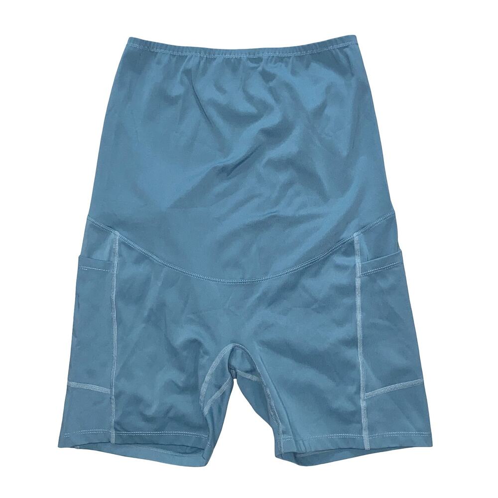 Enerful High Waisted Maternity Athletic Shorts with Pockets Teal Blue Size M